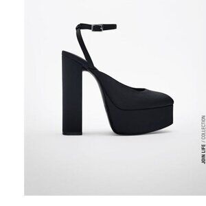Zara Ankle Strap Heeled Platform Shoes, NWT, 7.5